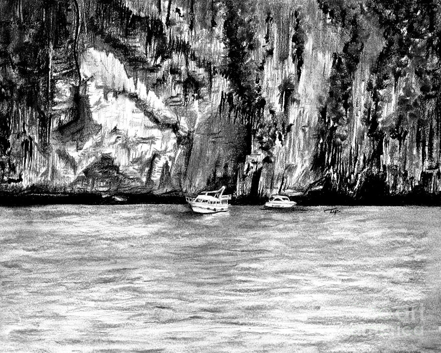 Phi Phi Islands Phuket Thailand  Charcoal Landscape  