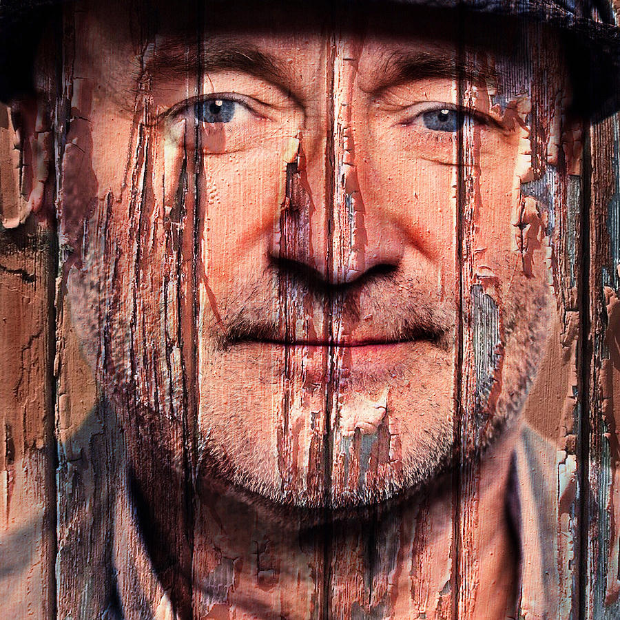 Genesis Digital Art - Phil Collins Portrait on board by Yury Malkov