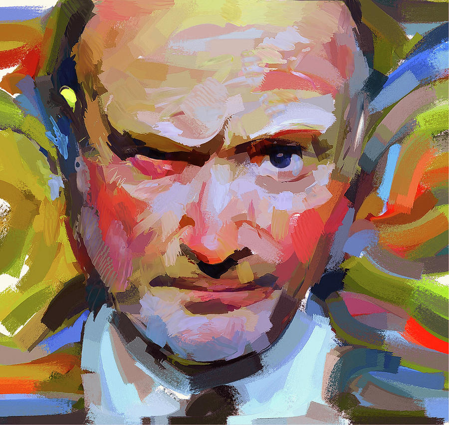 Phil Collins Serious portrait Digital Art by Yury Malkov