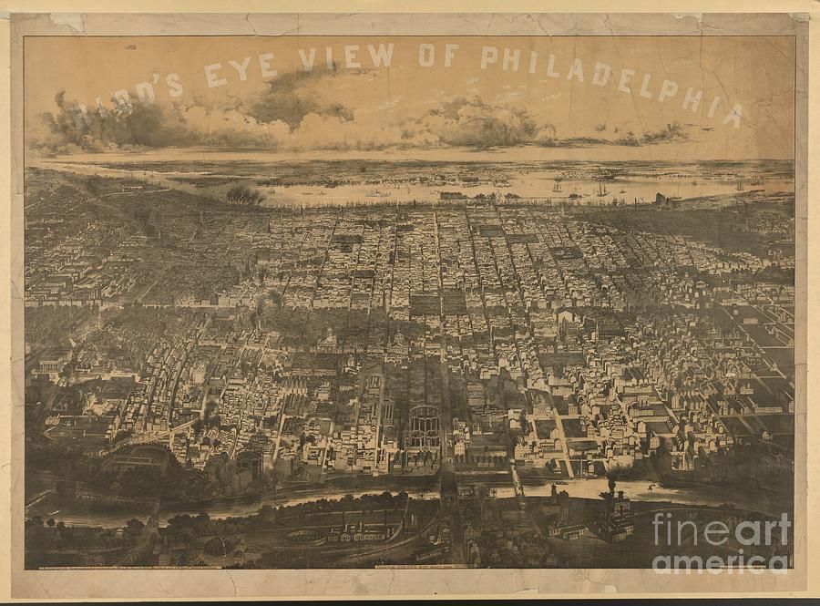 Philadelphia Drawing - Philadelphia 1868 by Baltzgar