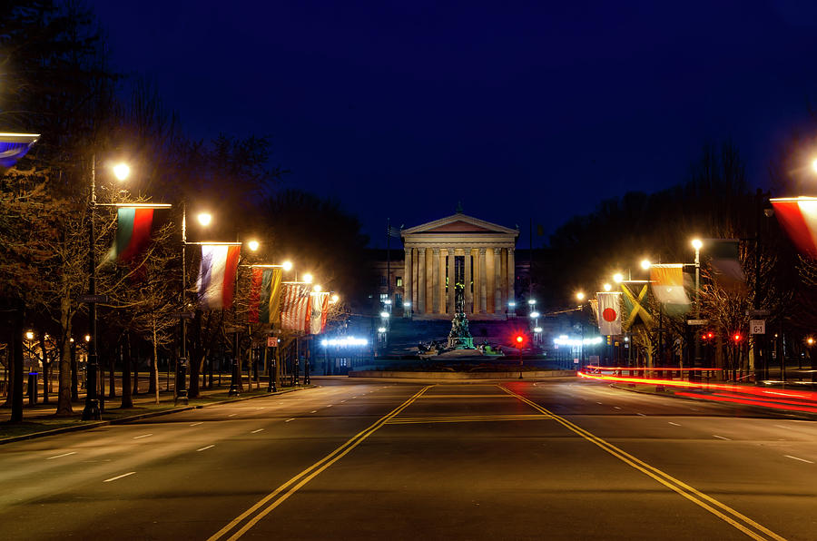 Philadelphia at Night - Art Museum Photograph by Bill Cannon