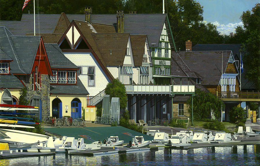 Philadelphia Boathouse Row  Painting by Ed Ryder