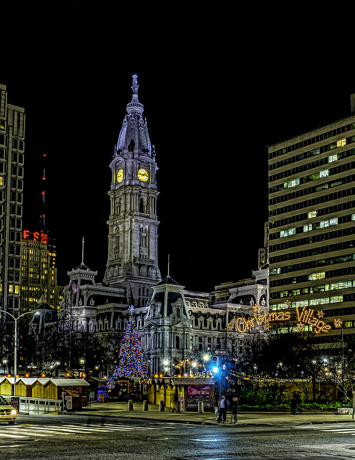 2022 Christmas Village Stalls At City Hall Philadelphia City Hall and Christmas Village Photograph by Nick Zelinsky Jr