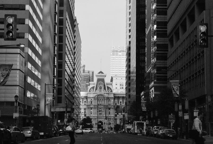 Philadelphia Photograph - Philadelphia City Hall Street Level View - Black and White by Matt Quest
