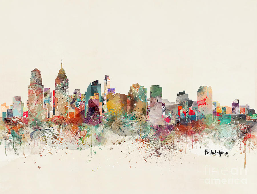 Skyline Painting - Philadelphia City Skyline by Bri Buckley