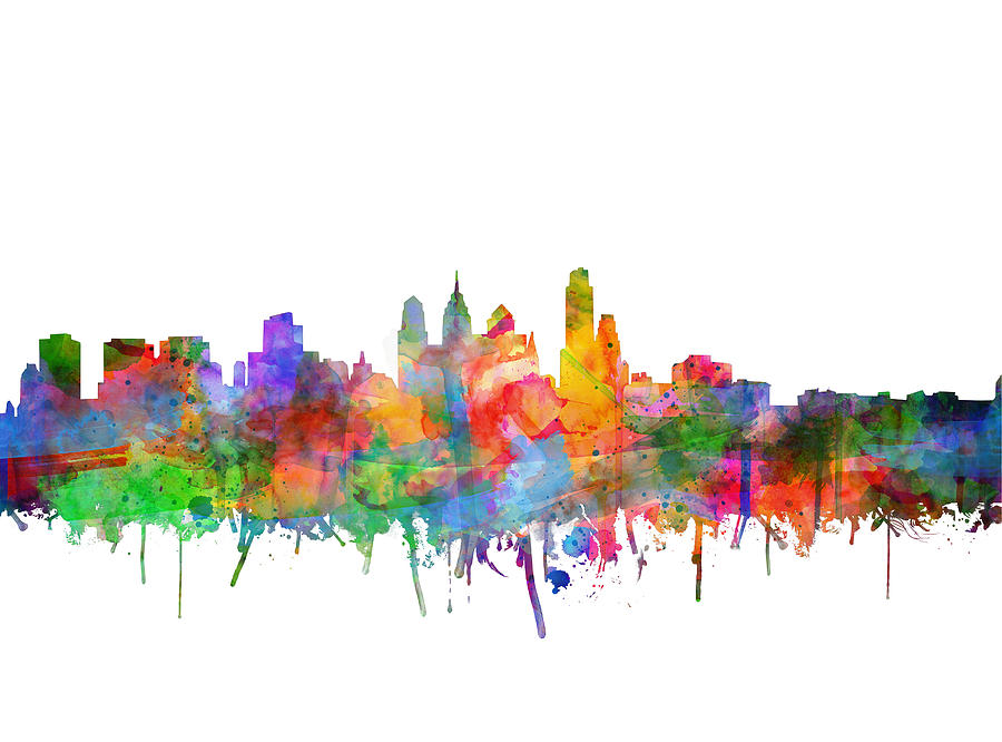 Philadelphia City Skyline Watercolor 3 Painting by Bekim M