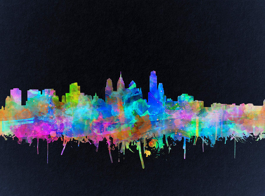 Philadelphia City Skyline Watercolor Painting by Bekim M