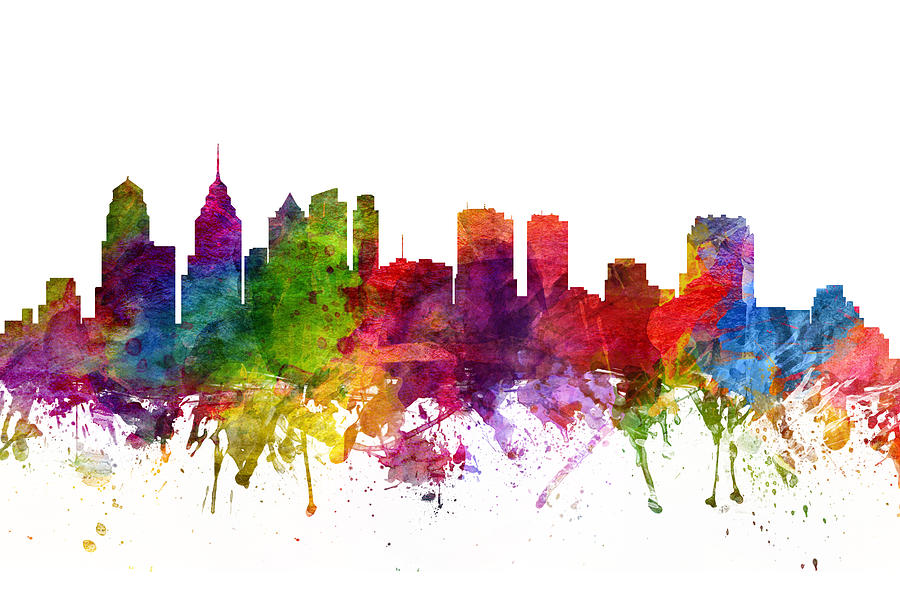 Philadelphia Digital Art - Philadelphia Cityscape 06 by Aged Pixel