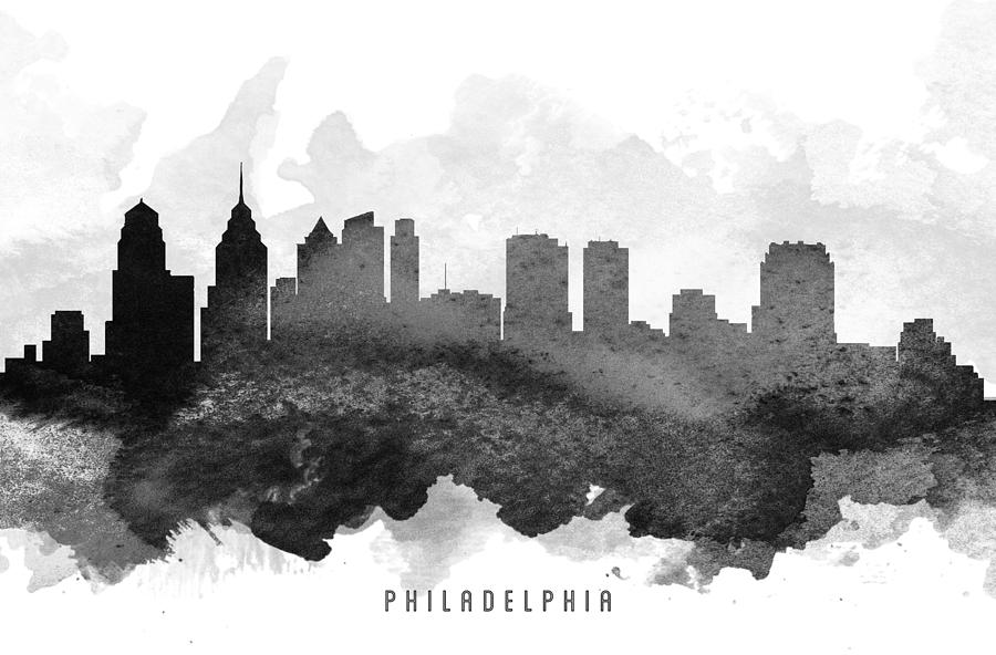 Philadelphia Painting - Philadelphia Cityscape 11 by Aged Pixel