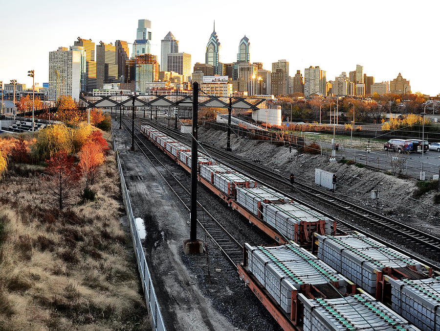 Philadelphia Cityscape from the Rail Road Tracks Photograph by Bill Cannon