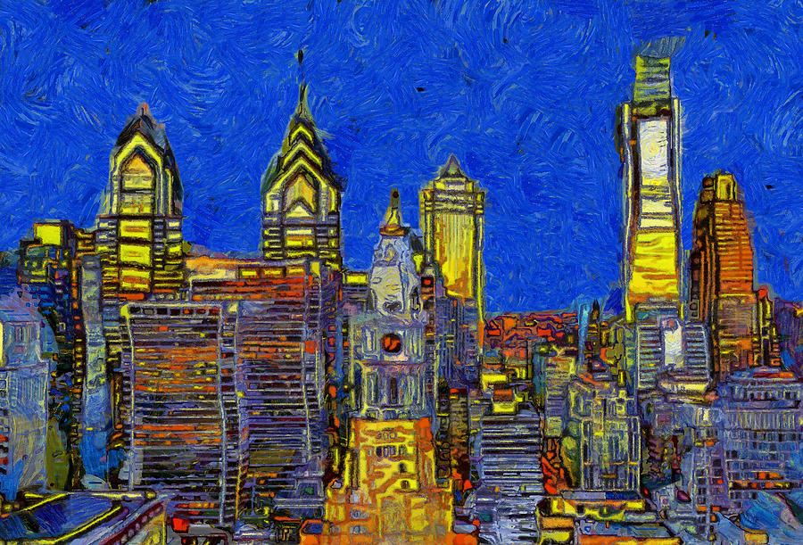 Philadelphia Colorful Skyline Painting By Dan Sproul