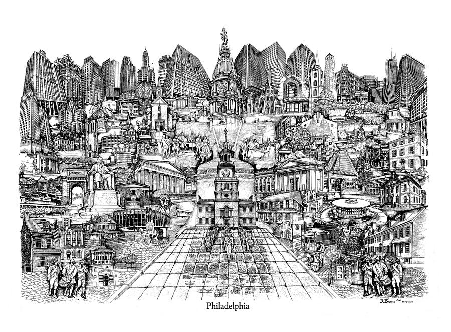 Philadelphia Drawing - Philadelphia by Dennis Bivens