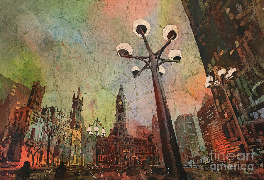 Philadelphia Downtown Sunrise Painting by Ryan Fox