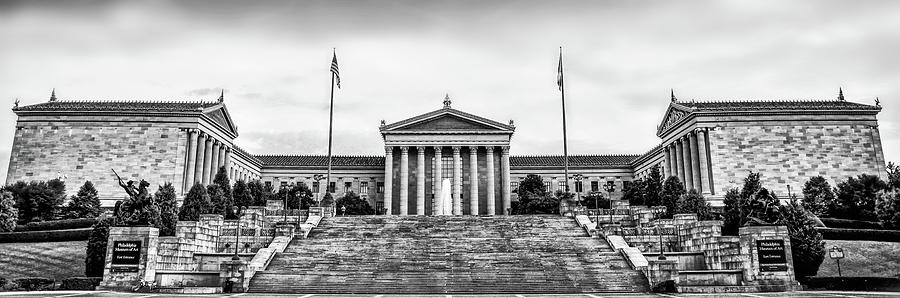 Philadelphia Photograph - Philadelphia Museum of Art Panorama in Black and White by Bill Cannon