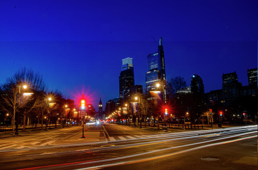 Philadelphia - Night - The Parkway Photograph by Bill Cannon