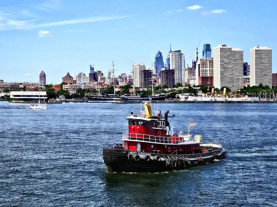 Philadelphia PA - Tugboat by Philadelphia Skyline Photograph by Susan Savad