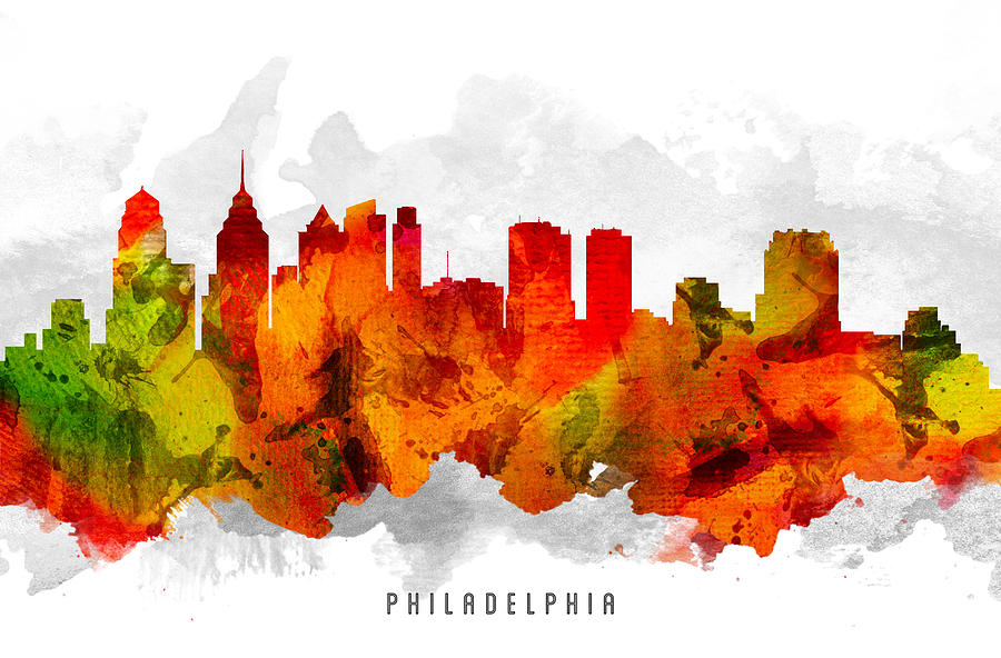Philadelphia Painting - Philadelphia Pennsylvania Cityscape 15 by Aged Pixel