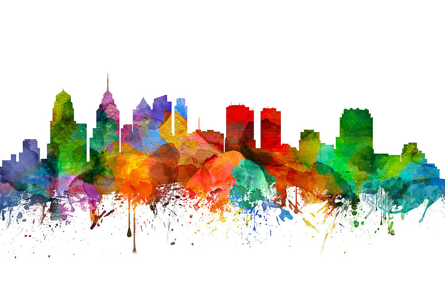 Philadelphia Painting - Philadelphia Pennsylvania Skyline 21 by Aged Pixel