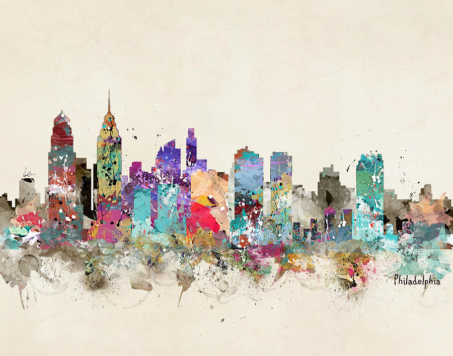 Philadelphia Skyline Painting - Philadelphia Pennsylvania Skyline by Bri Buckley