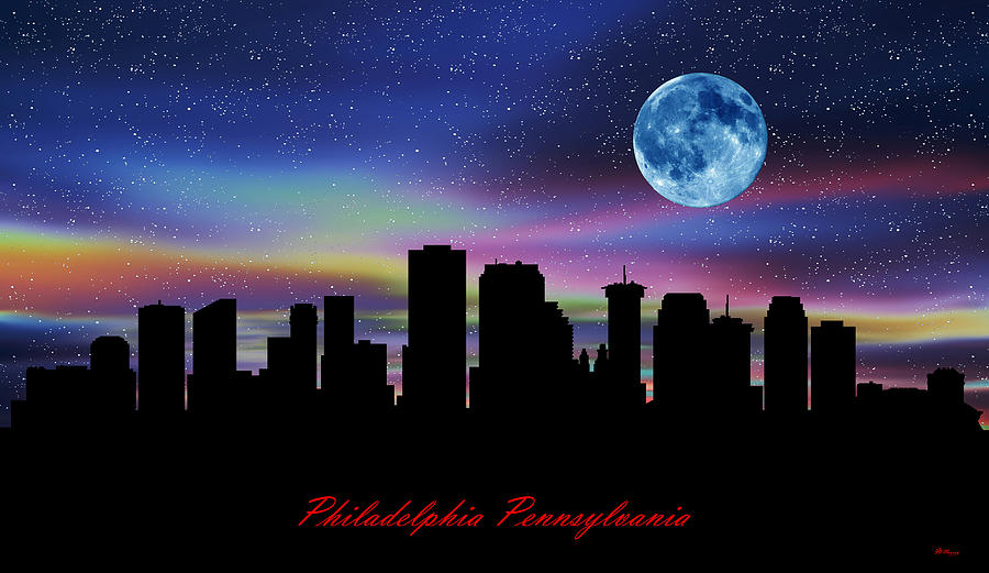 Philadelphia Pennsylvania Twilight Skyline Digital Art by Gregory Murray