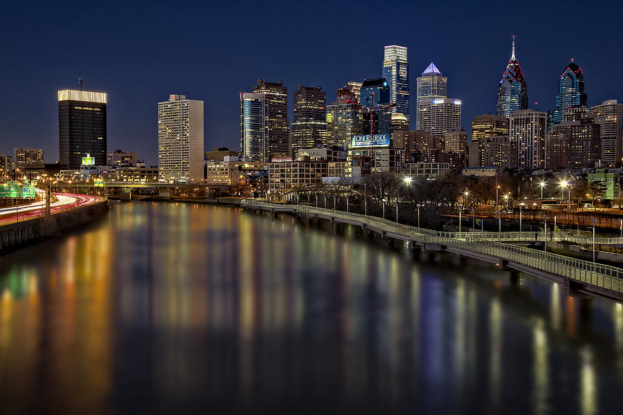 Philadelphia Skyline At Night Photograph by Susan Candelario