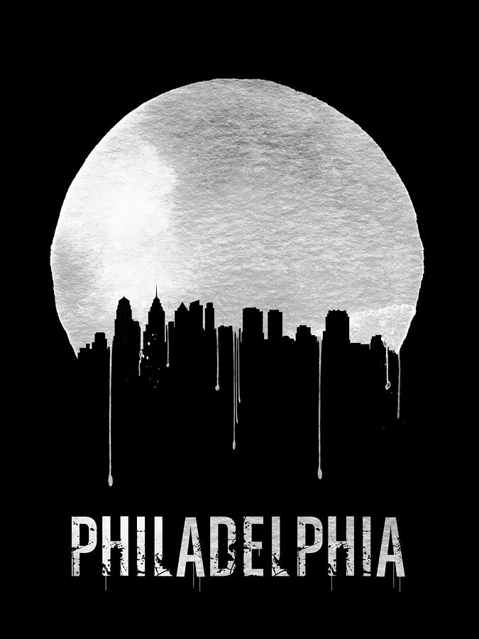 Philadelphia Painting - Philadelphia Skyline Black by Naxart Studio