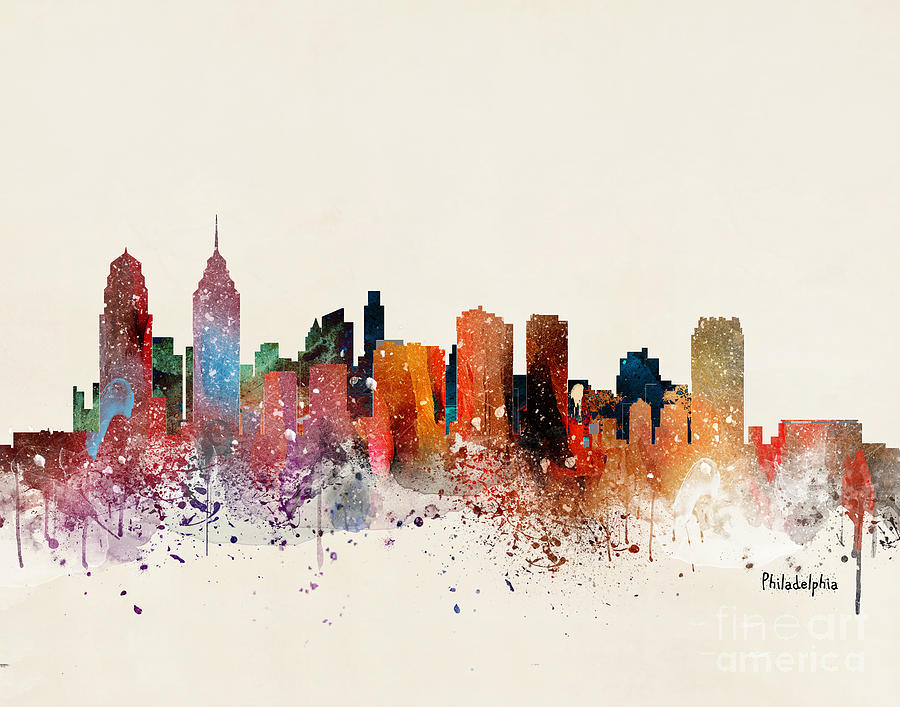 Philadelphia Skyline Painting by Bri Buckley