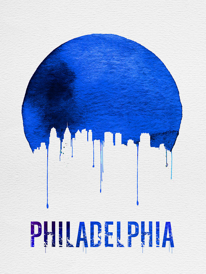 Philadelphia Painting - Philadelphia Skyline Blue by Naxart Studio