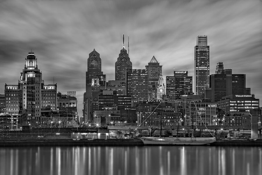 Philadelphia Skyline BW Photograph by Susan Candelario