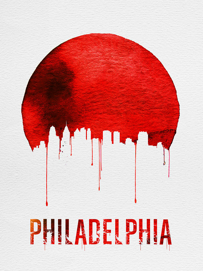 Philadelphia Painting - Philadelphia Skyline RedSkyline Red by Naxart Studio