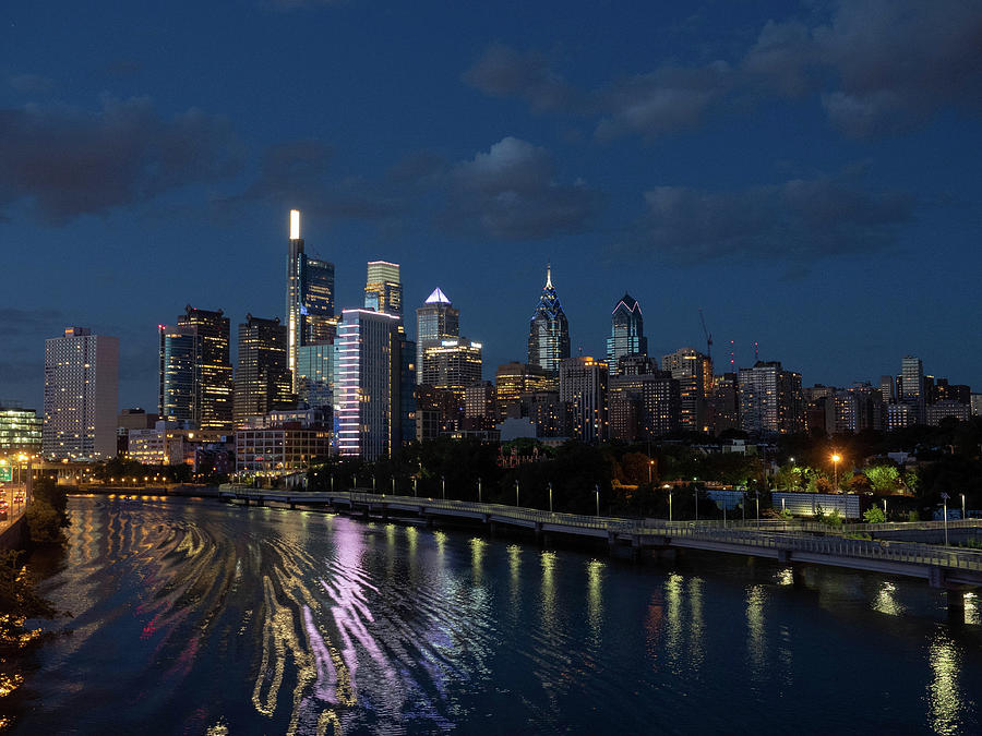 Philadelphia Photograph - Philadelphia Skyscape at Night by Louis Dallara