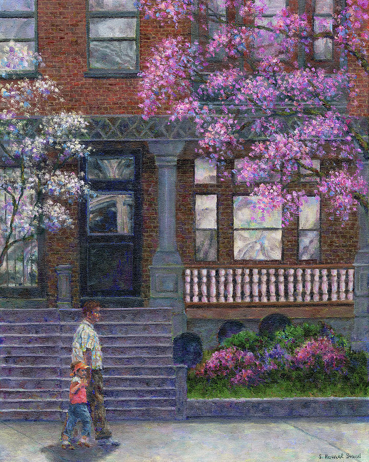 Philadelphia Street in Spring Painting by Susan Savad