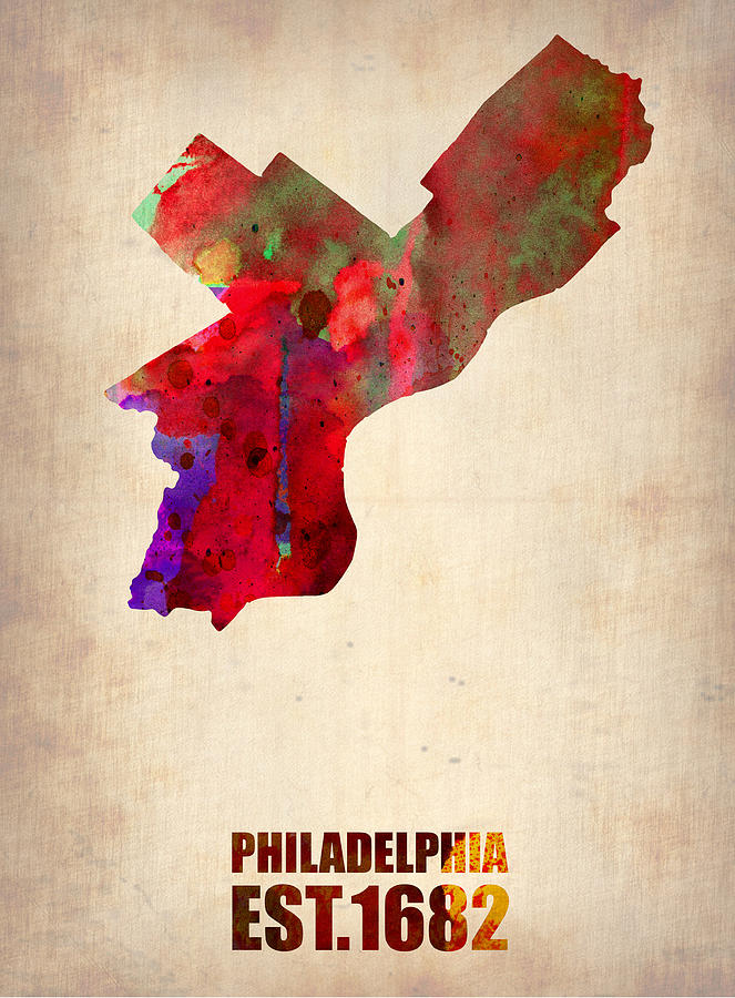 Philadelphia Digital Art - Philadelphia Watercolor Map by Naxart Studio