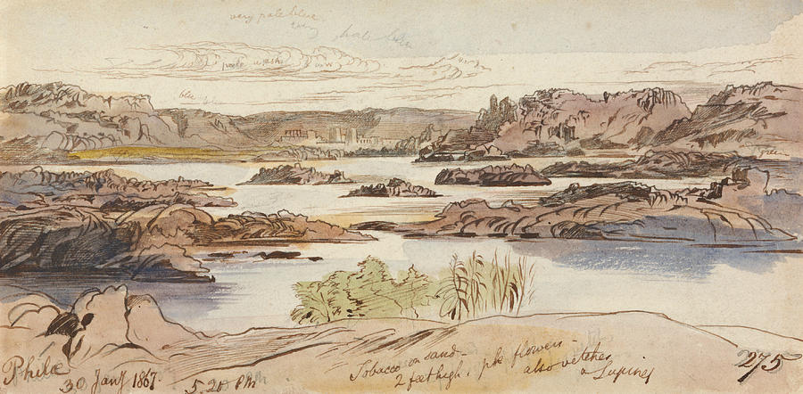Philae, Five-Twenty pm, 30 January 1867 Drawing by Edward Lear