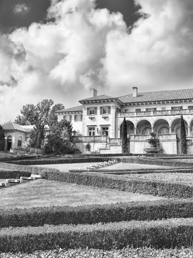 Philbrook Museum Tulsa Oklahoma black and white photograph Photograph by Ann Powell