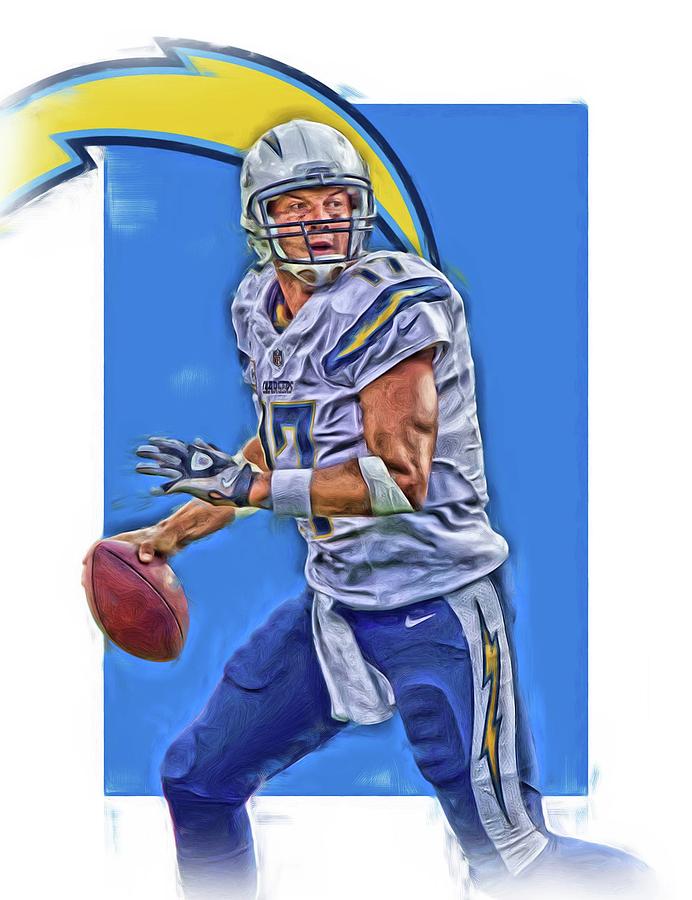 Philip Rivers San Diego Chargers Art T-Shirt by Joe Hamilton - Pixels