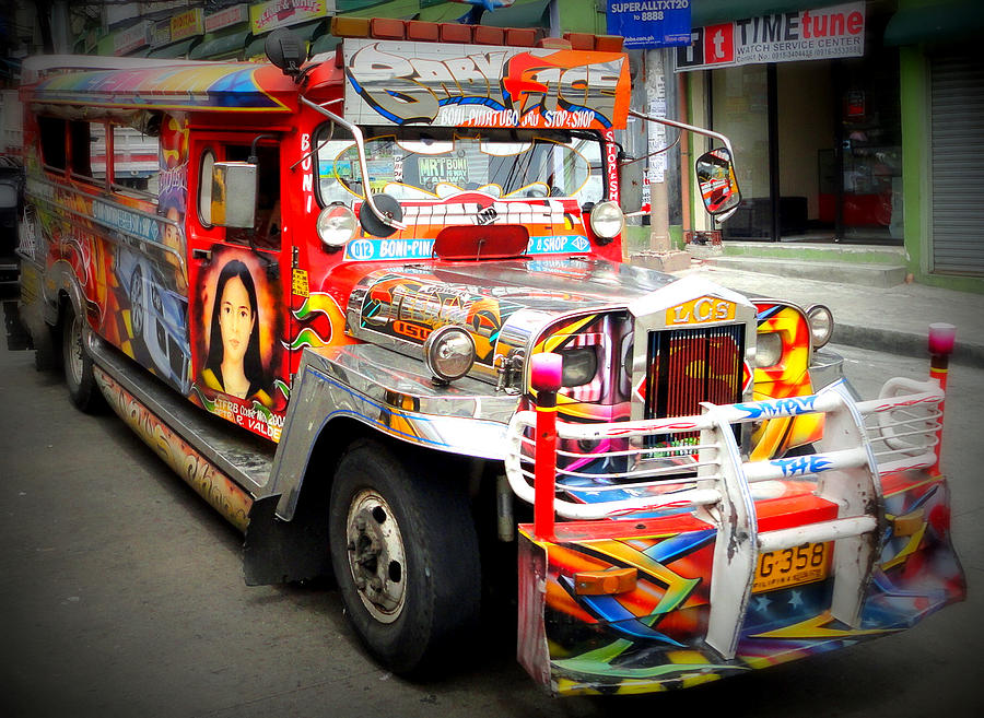 Jeep Photograph - Philippine Jeepney - David de Los Angeles by David De Los Angeles