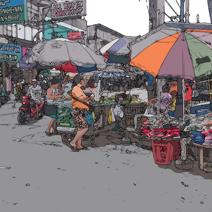 Philippines Painting - Philippines 708 Market by Rolf Bertram