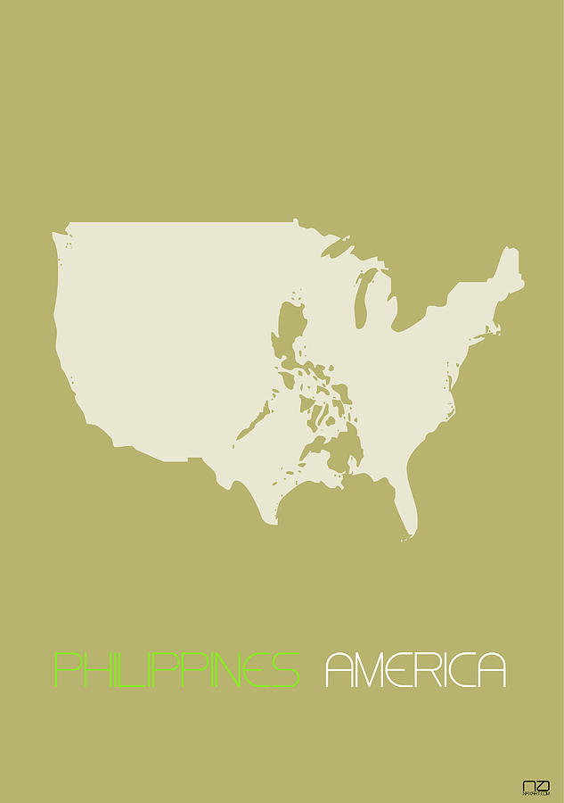Map Digital Art - Philippines America Poster by Naxart Studio