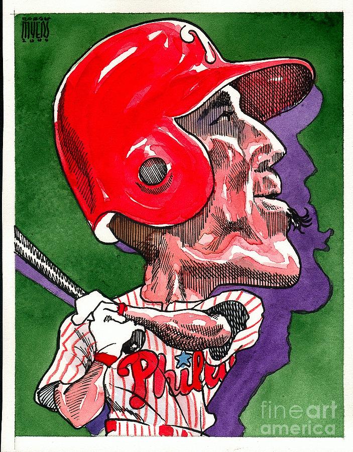 Phillies Painting - Phillies Greg Dobbs by Robert Myers Phillies Painting - Phillies Greg Dobbs by Robert Myers