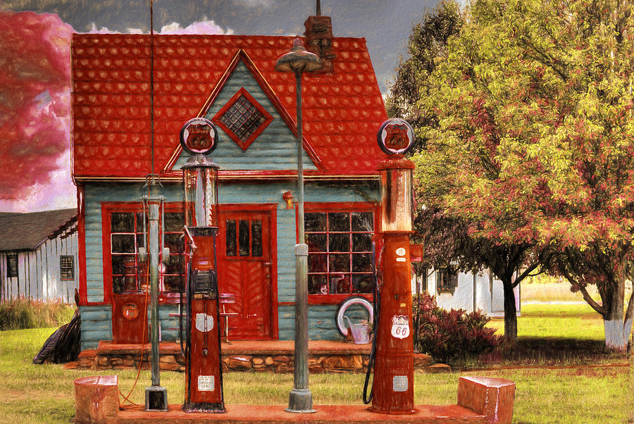 Architecture Painting - Phillips 66 Gas Station by L Wright