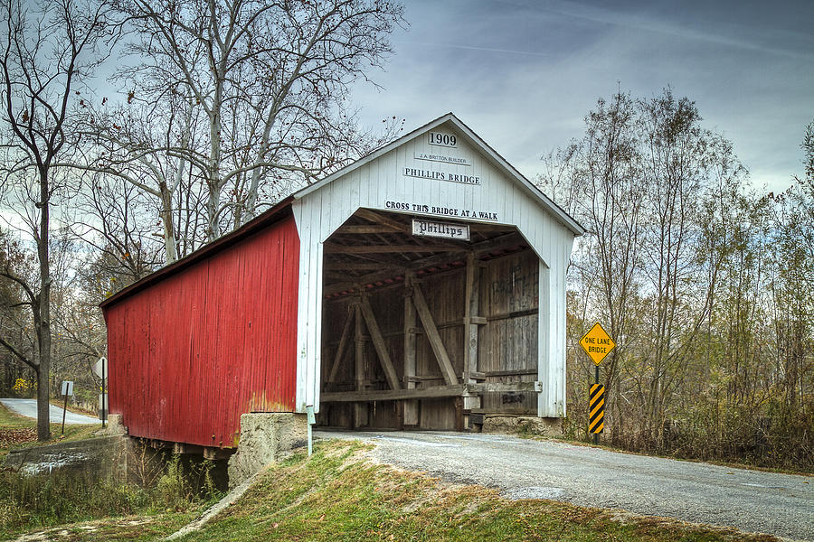 Phillips covered bridge  Photograph by Jack R Perry