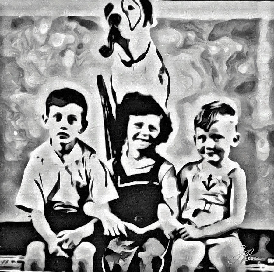 Philly Kids with Petey the Dog Digital Art by Joan Reese