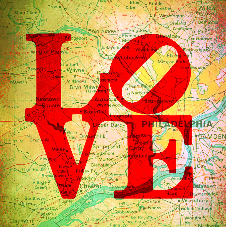 Philadelphia Digital Art - Philly LOVE v12 by Brandi Fitzgerald
