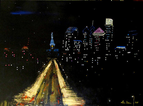 Philly Night Painting by Lilliana Didovic