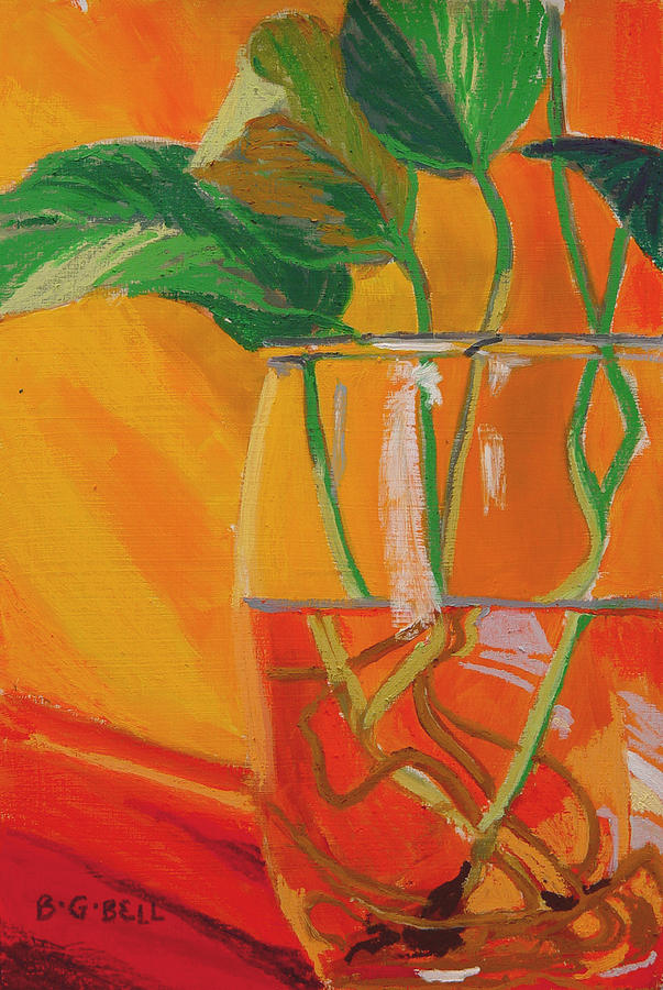 Philodendron in Glass Painting by Betsy Gray Bell