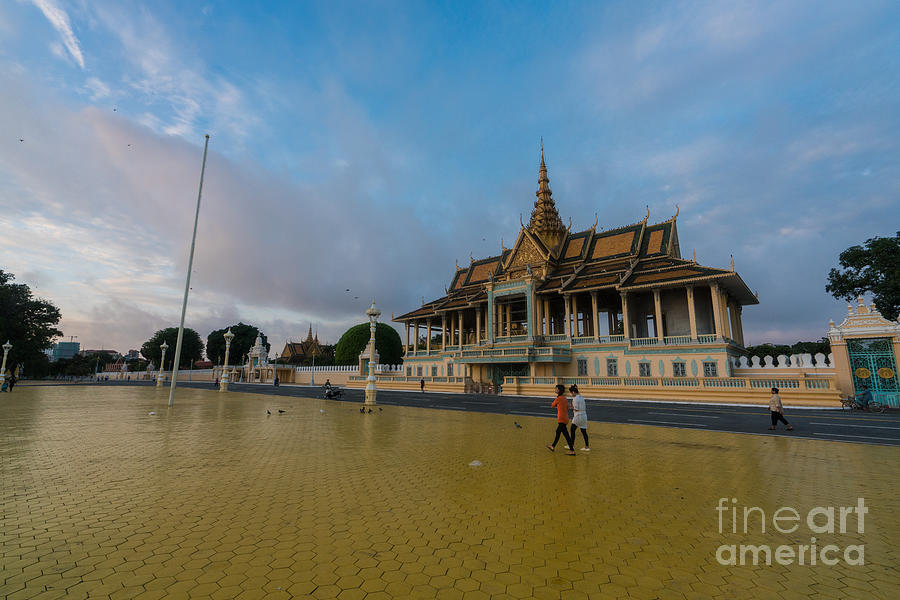 Cambodia Photograph - Phnom Penh Royal Palace Plaza by Mike Reid