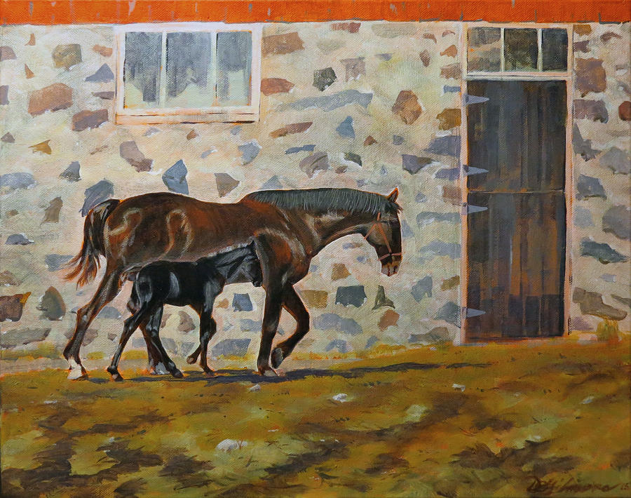 Phoenix and Her Foal Painting by David Gilmore