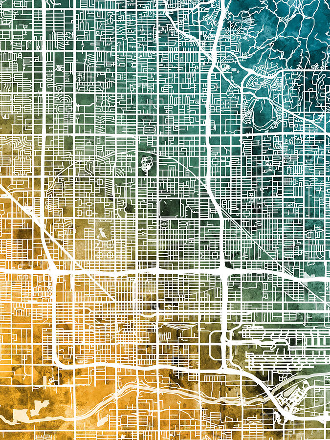 Phoenix Arizona City Map Digital Art by Michael Tompsett