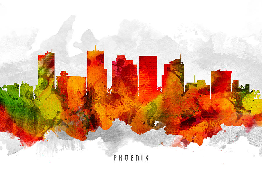 Phoenix Painting - Phoenix Arizona Cityscape 15 by Aged Pixel